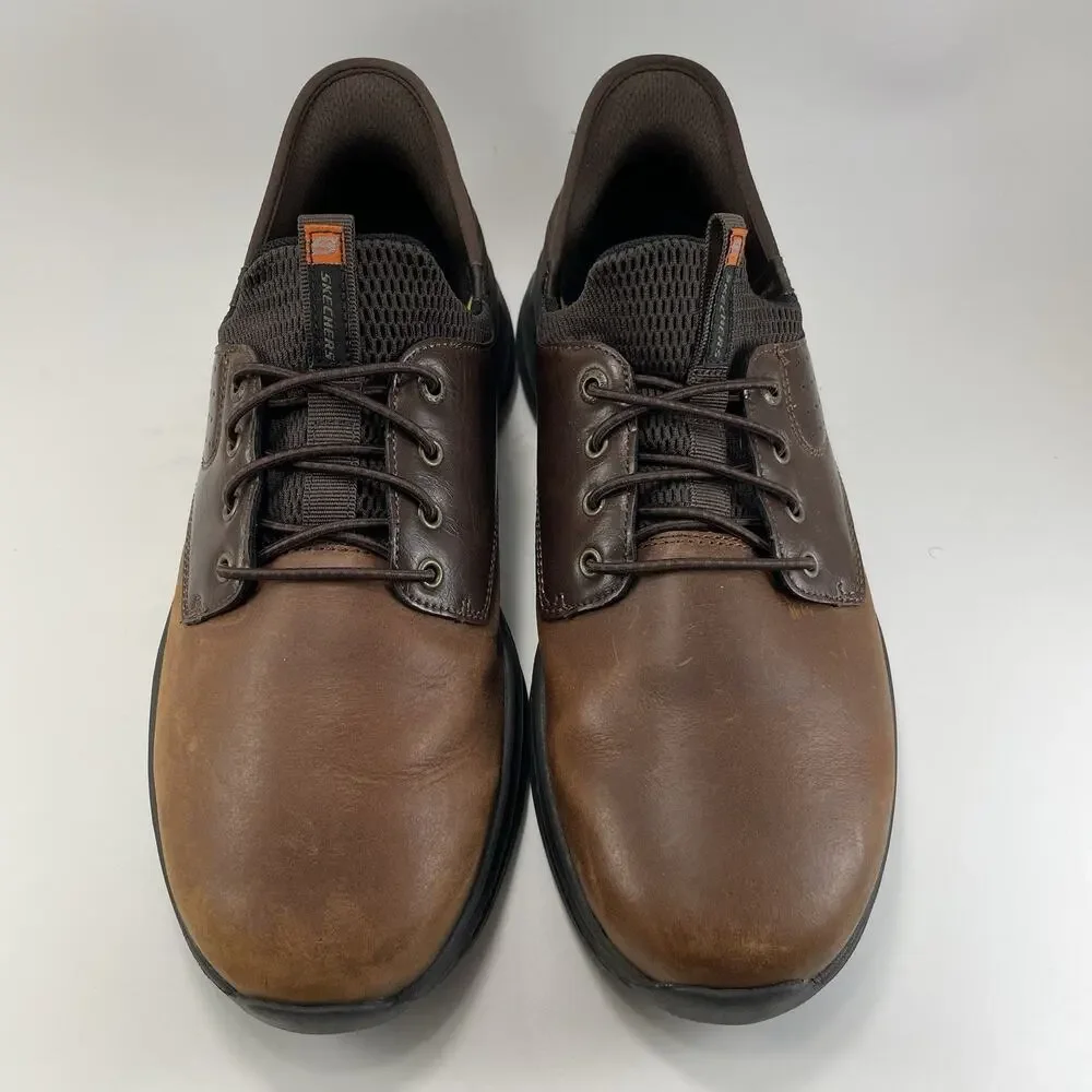 Skechers Harper Forde Casual Oxford Brown Leather Mens Size 11.5 Slip On/Slip In